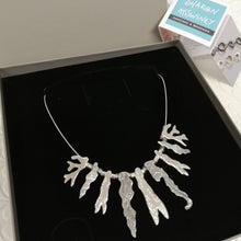 Load image into Gallery viewer, Multi seaweed sterling silver collar necklace handmade by Sharon McSwiney in gift box

