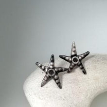 Load image into Gallery viewer, Oxidised starfish stud earrings
