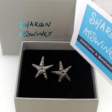 Load image into Gallery viewer, Oxidised starfish stud earrings
