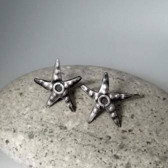 Oxidised starfish stud earrings