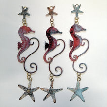 Load image into Gallery viewer, copper seahorse hanging decoration handmade by Sharon McSwiney
