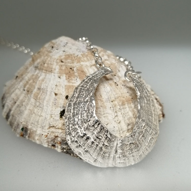 St Ives Harbour silver limpet pendant necklace handmade by Sharon McSwiney