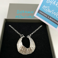 Load image into Gallery viewer, St Ives Harbour silver limpet pendant necklace handmade by Sharon McSwiney in gift box

