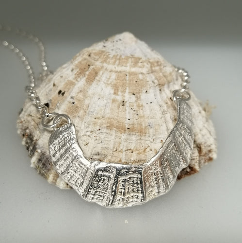 sterling silver limpet fragment necklace from St Ives handmade by Sharon McSwiney