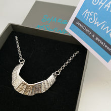 Load image into Gallery viewer, sterling silver limpet fragment necklace from St Ives handmade by Sharon McSwiney in a gift box
