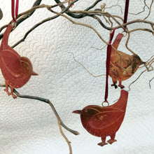 Load image into Gallery viewer, Jenny wren bird decoration in copper handmade by Sharon McSwiney 
